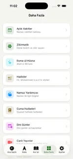 Tevazu Daha Fazla sekmesinin modül listesi