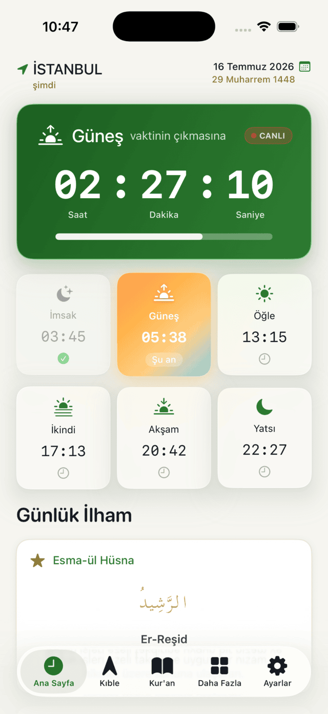 Tevazu uygulamasının ekran görüntüsü
